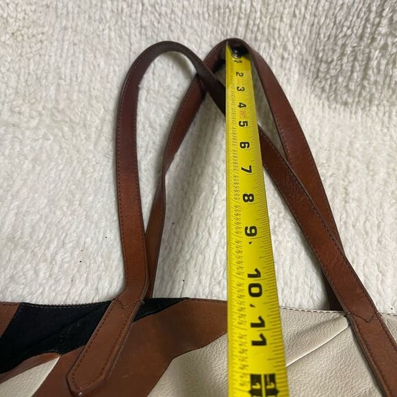 Fossil  Sydney leather Brown Patchwork tote beige & black  patchwork accents. - Picture 11 of 14